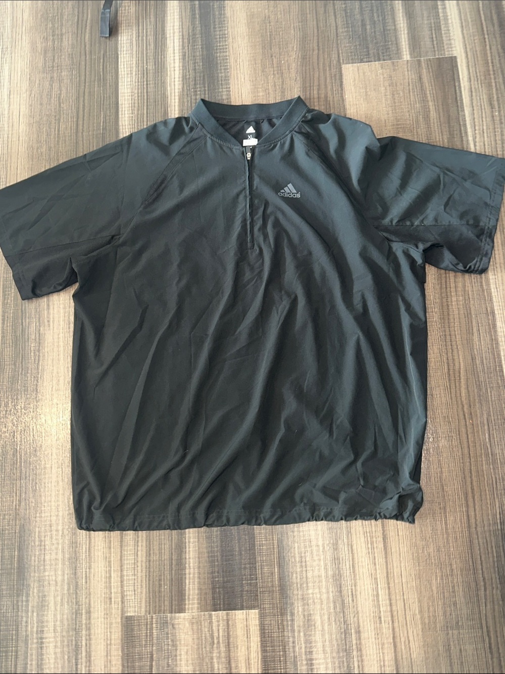 Adidas Men’s Black Short-Sleeve Zip Athletic Polo
